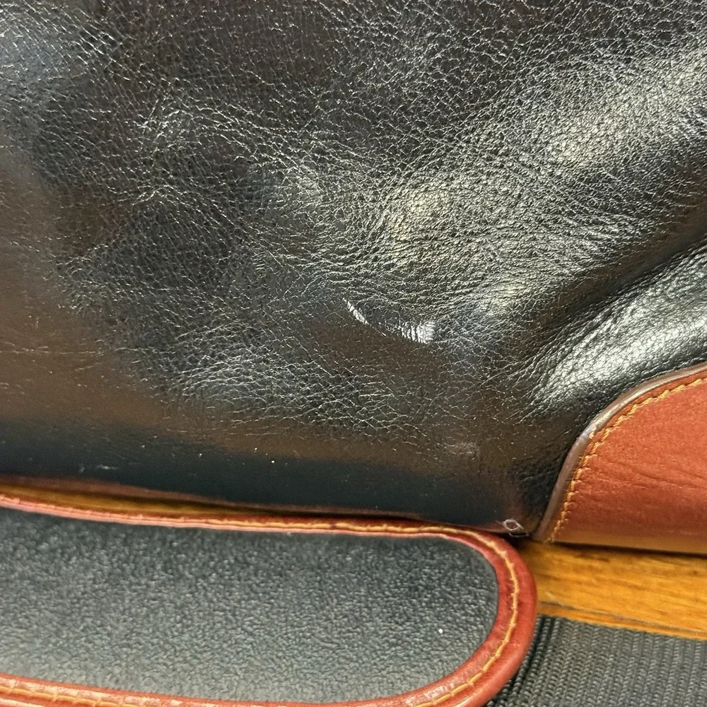 Vintage Samsonite Black Leather Travel Business Tote Bag With Shoulder Strap